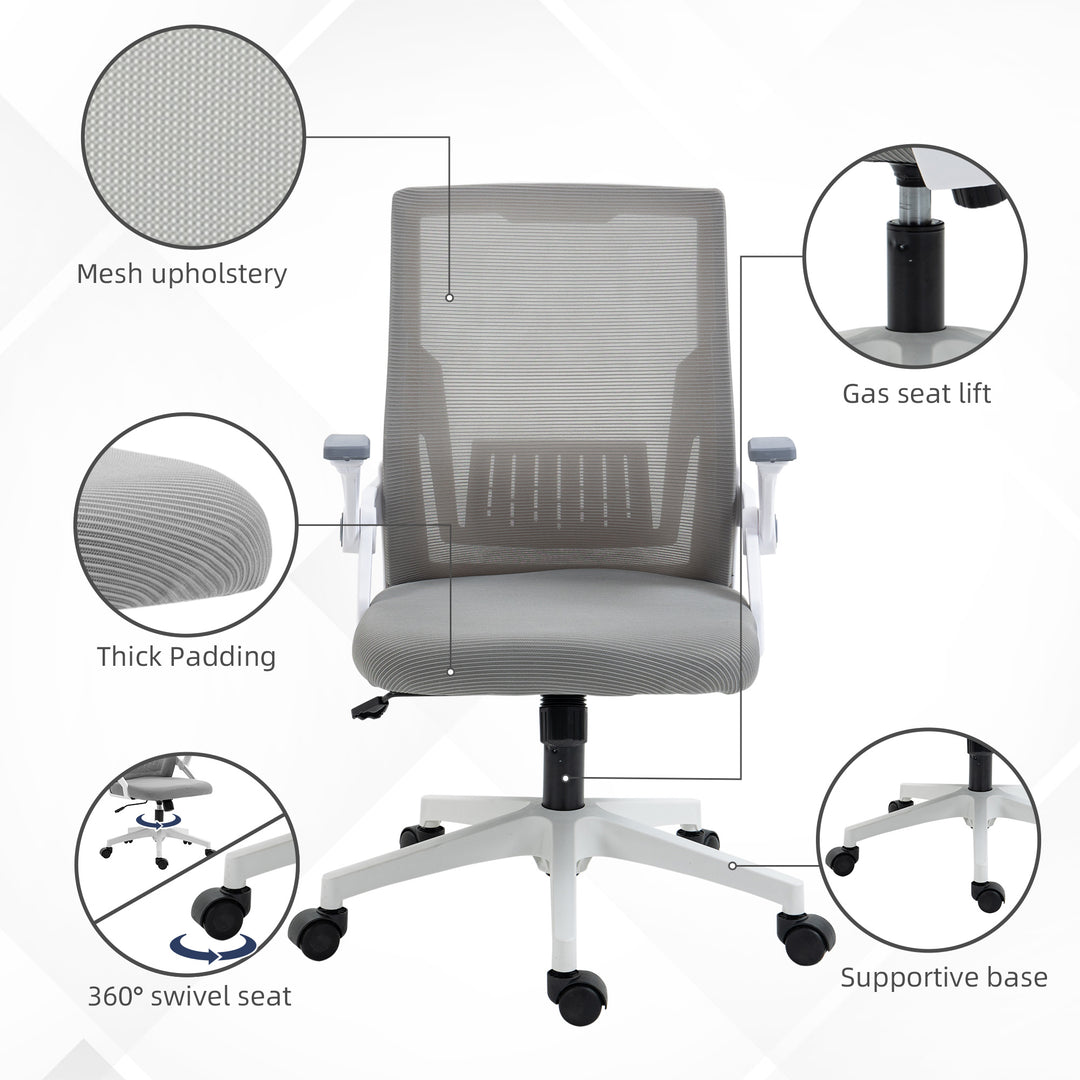 Vinsetto Mesh Office Chair with Lumbar Support, Grey