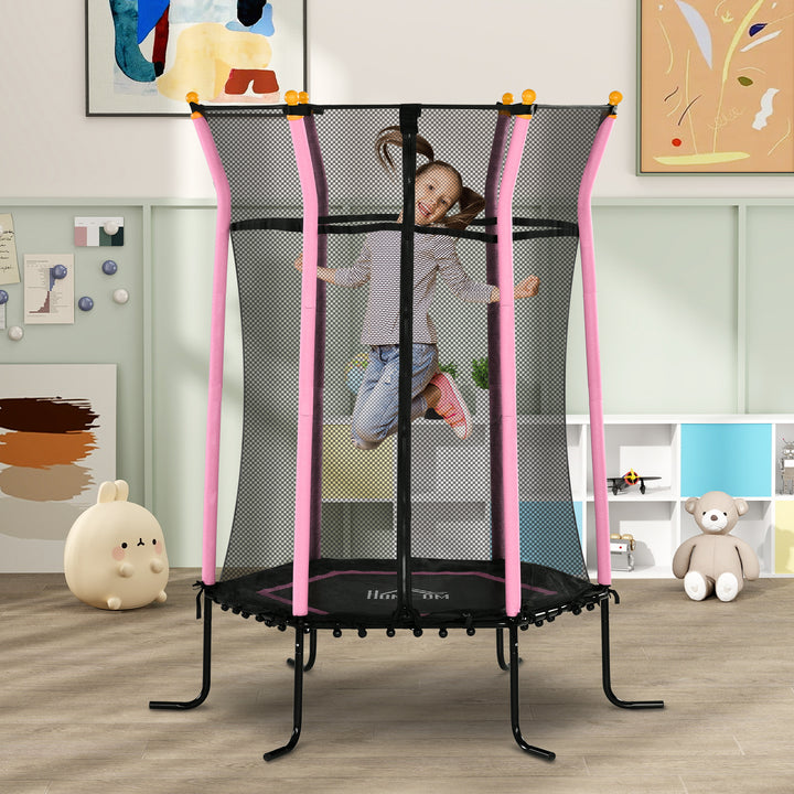 Kids Trampoline Mini Bouncer with Enclosure Safety Net For Ages 3-10 Years - Pink