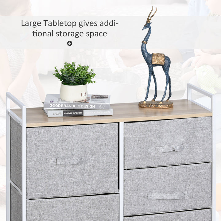 5 Drawer Linen Storage Chest Home Organisation w/ Shelf Handles Metal Frame Adjustable Feet Hallway Home Dresser Grey