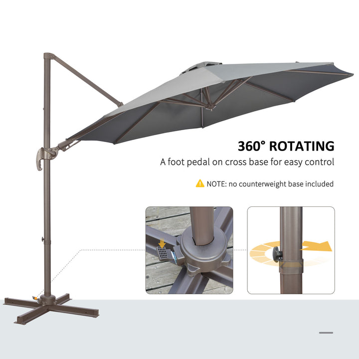 Waterproof 3m Cantilever Parasol: 360° Rotating Hanging Sunshade