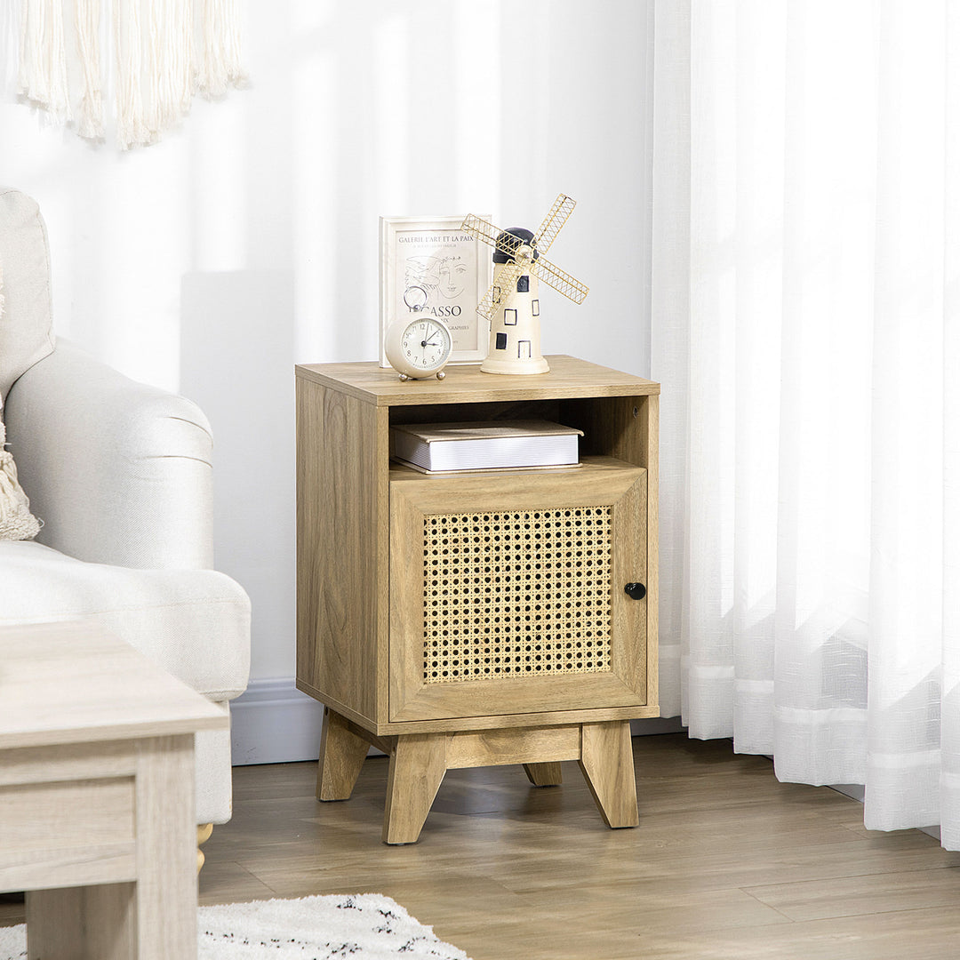 HOMCOM Bedside Cabinet with Rattan Detail