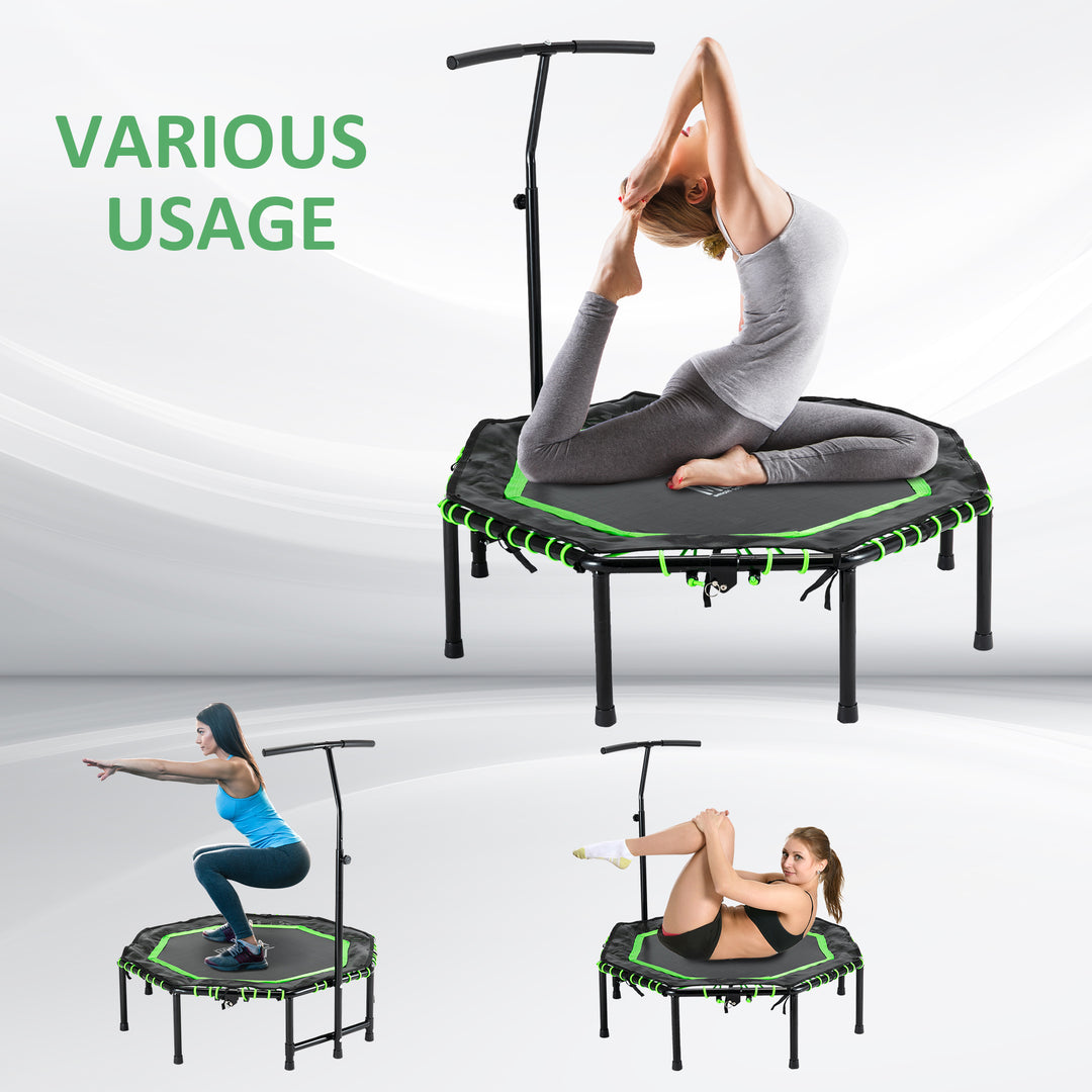 48" Octagonal Mini Fitness Rebounder Trampoline Indoor Outdoor Foldable Mini Jumper with Adjustable Handle