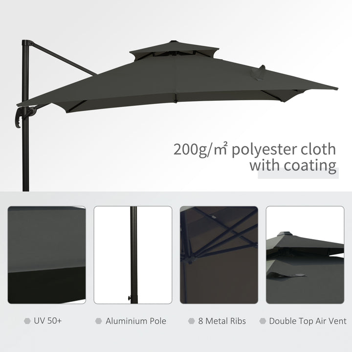 Waterproof 3 x 3(m) Garden Cantilever Roma Parasol with Crank and Tilt