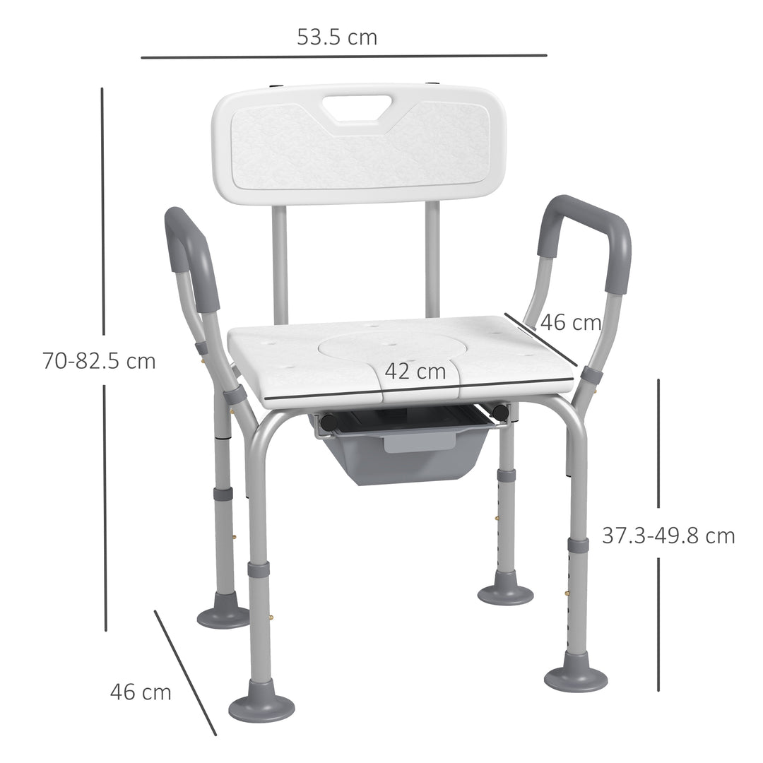 Height Adjustable Shower Stool with Arms and Back