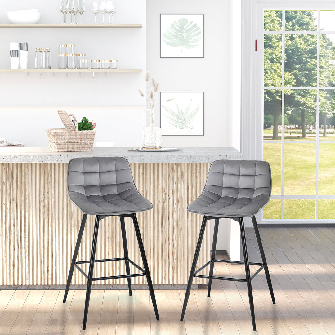 HOMCOM Bar Stools Set of 2, Grey