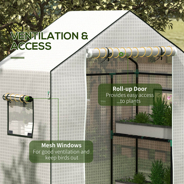 Greenhouse Cover Replacement Walk-in PE Hot House Cover with Roll-up Door and Windows