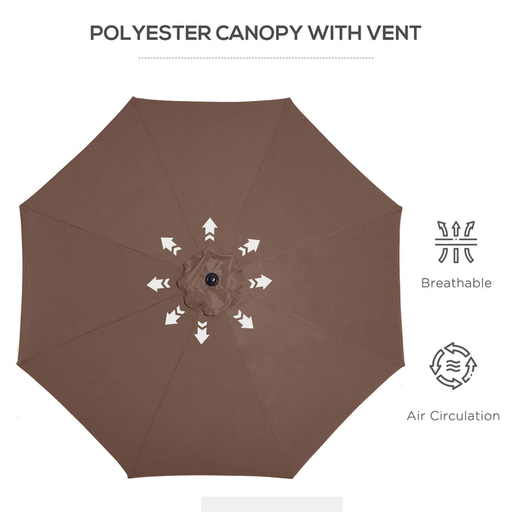 Steel Frame Round Market Patio Sun Umbrella Garden Parasol Outdoor Sunshade Canopy