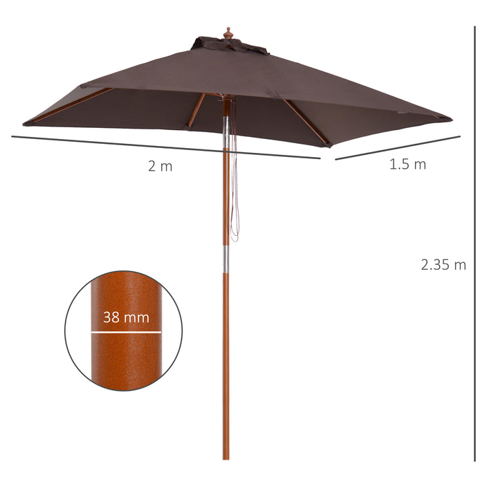 Waterproof Bamboo Patio Sunshade: 2m x 1.5m Canopy with Fir Wooden Pole