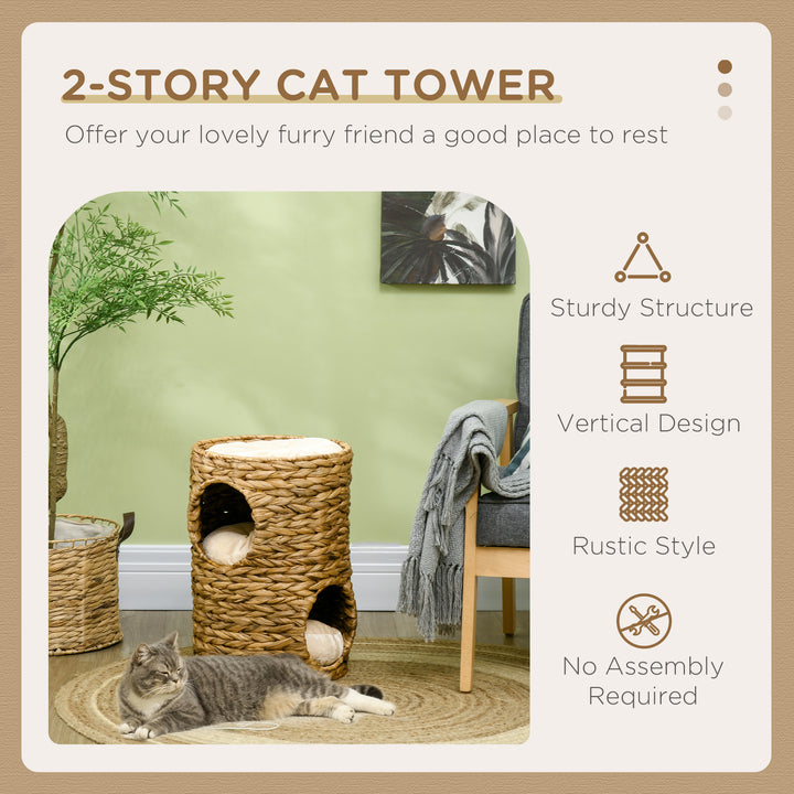 47cm Cat Barrel Tree for Indoor Cats with 2 Cat Houses