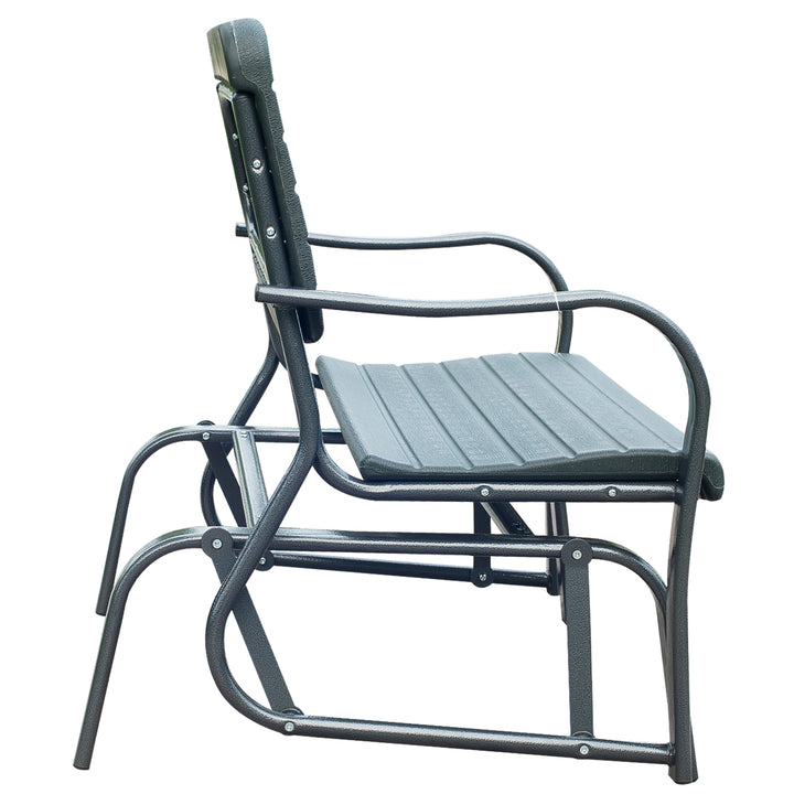 Garden Double Glider Bench HDPE Metal 2 Seater Swing Chair Porch Outdoor Patio Rocker