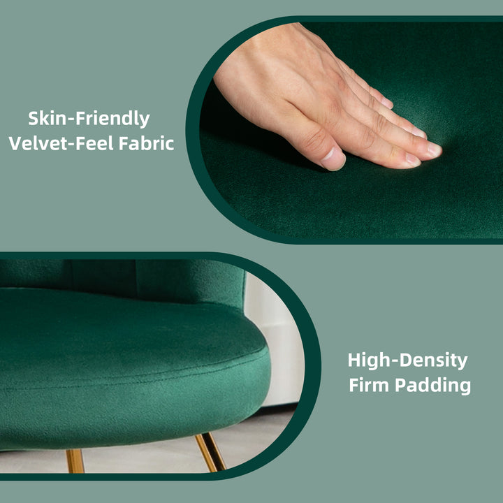 Velvet-Feel Lotus Petal Accent Chair - Green