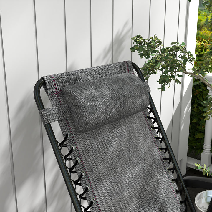 Folding Rocking Chair Outdoor Portable Zero Gravity Chair w/ Headrest Grey