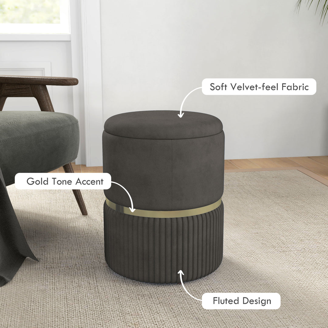 Velvet-feel Round Ottoman Stool