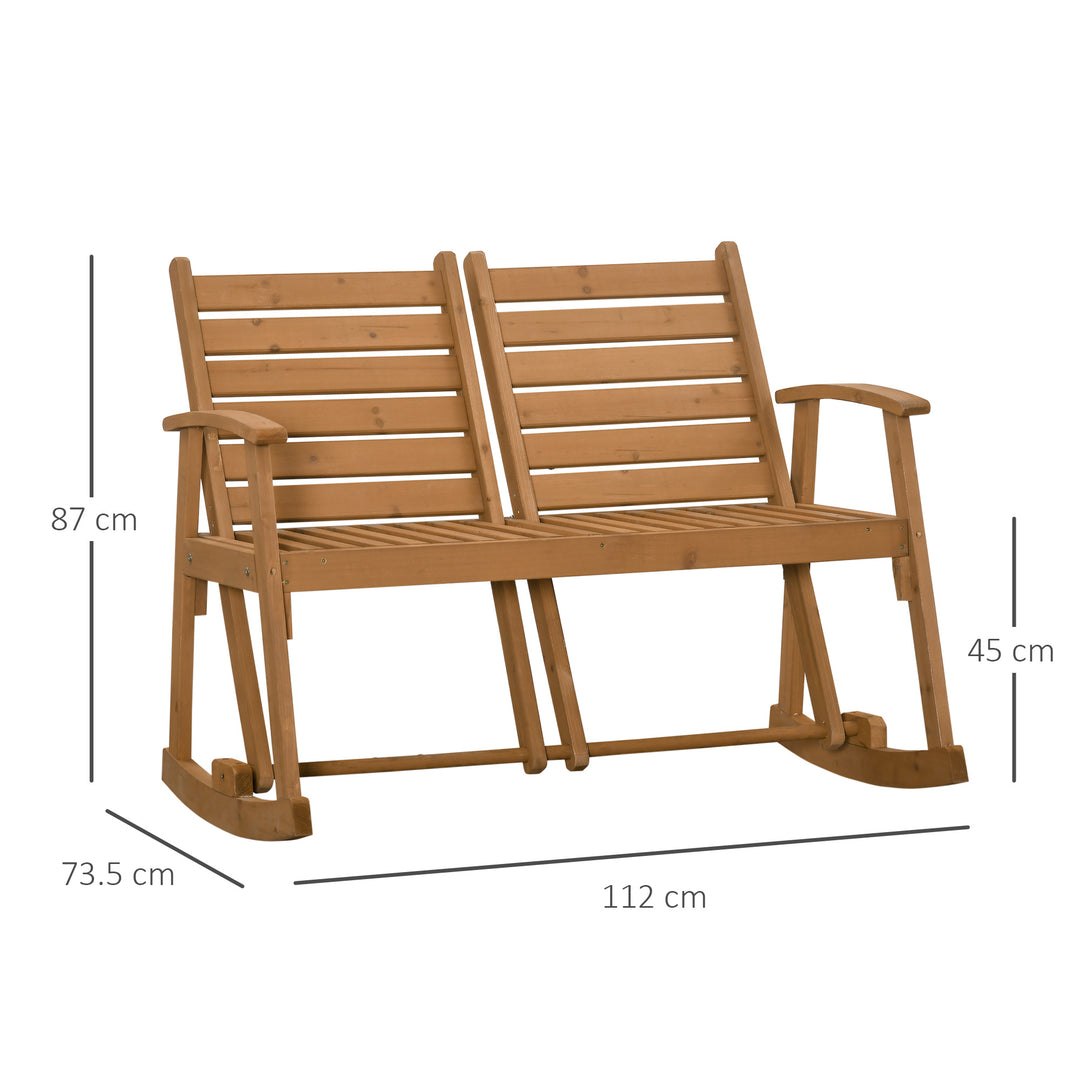 Wooden Garden Rocking Bench with Adjustable Backrests