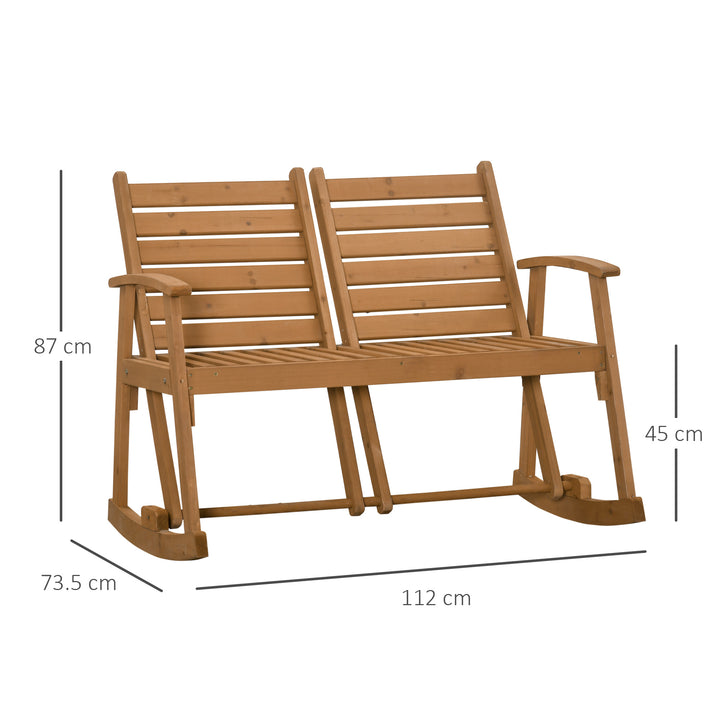 Wooden Garden Rocking Bench with Adjustable Backrests