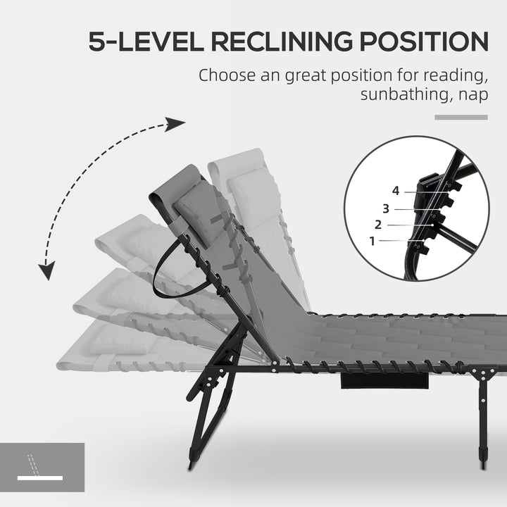 Foldable Sun Lounger with 5-level Reclining Back