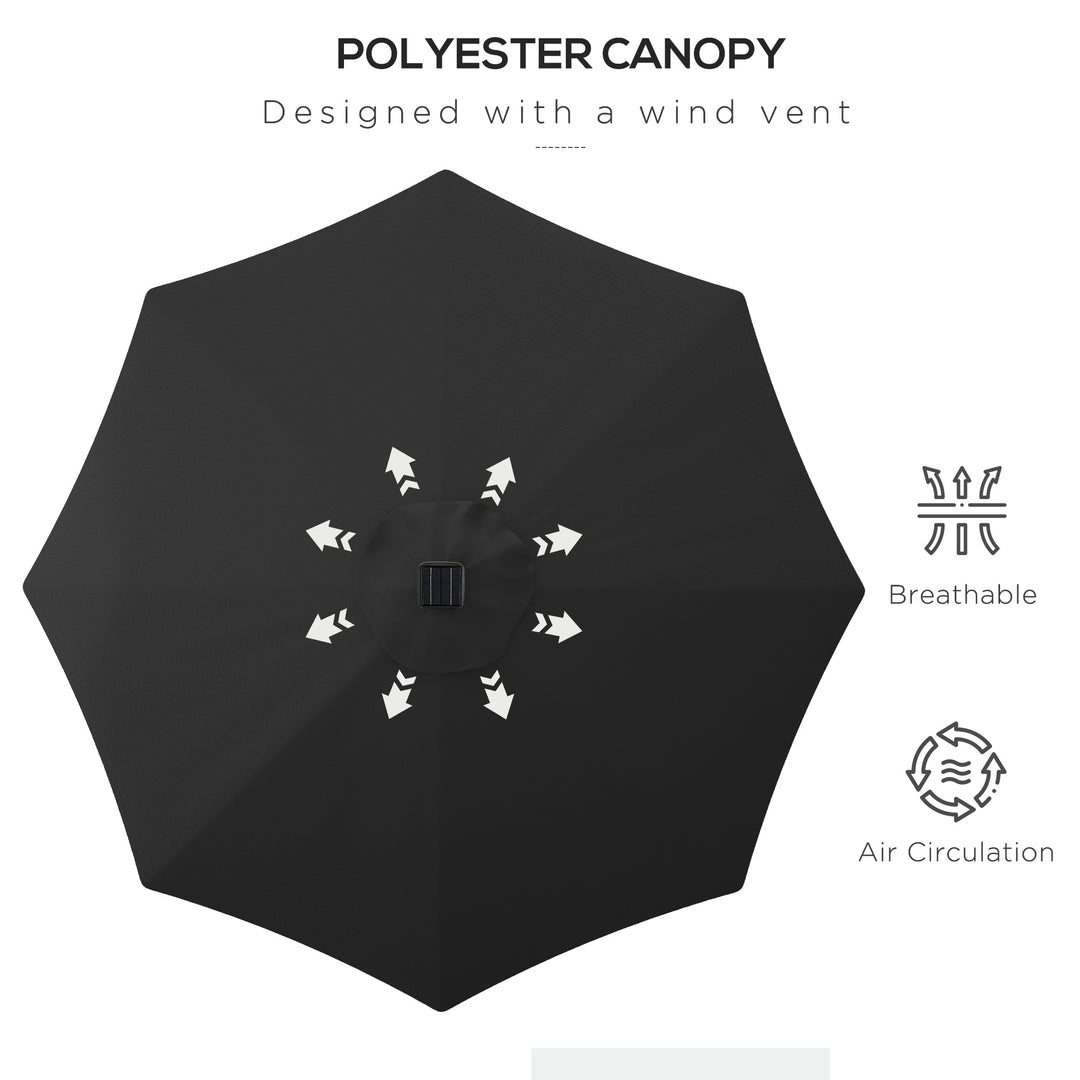 Waterproof Garden Parasol with Solar LED Lights