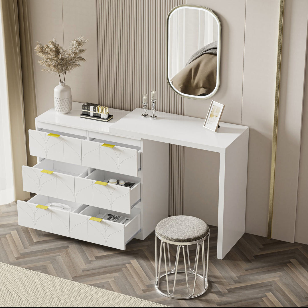 Floral Pattern Dressing Table with Gold-Plated Handles