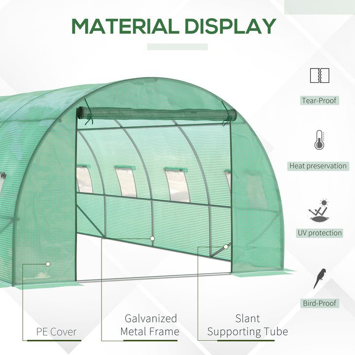 6 x 3 m Large Walk-In Greenhouse Garden Polytunnel Greenhouse with Steel Frame