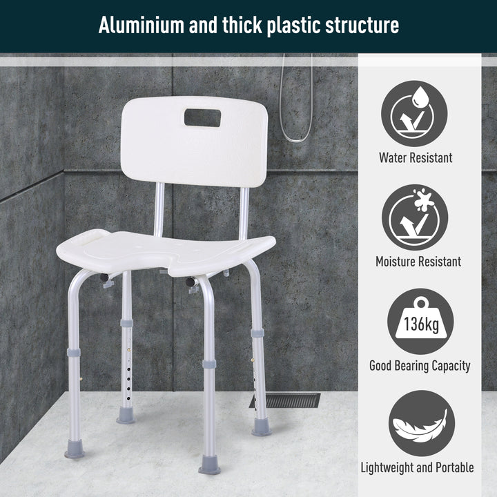 8-Level Height Adjustable Bath Stool Spa Shower Chair Aluminum w/ Non-Slip Feet and Handle