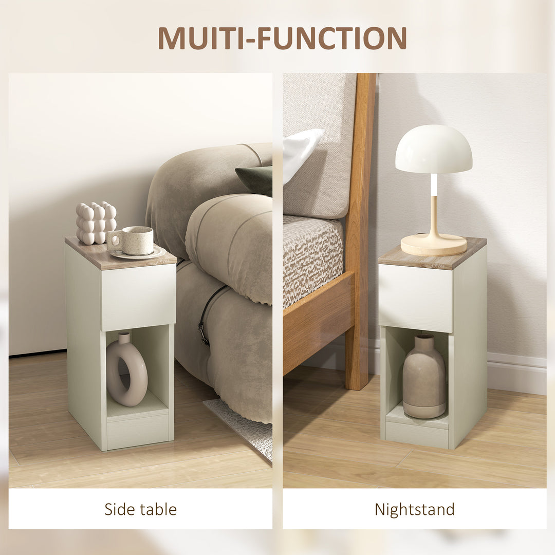 HOMCOM Set of Two Modern Storage Bedside Tables - White Aosom UK