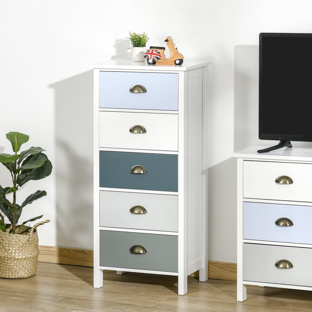 Slim 5-Drawer Organizer Unit, Metal Handles