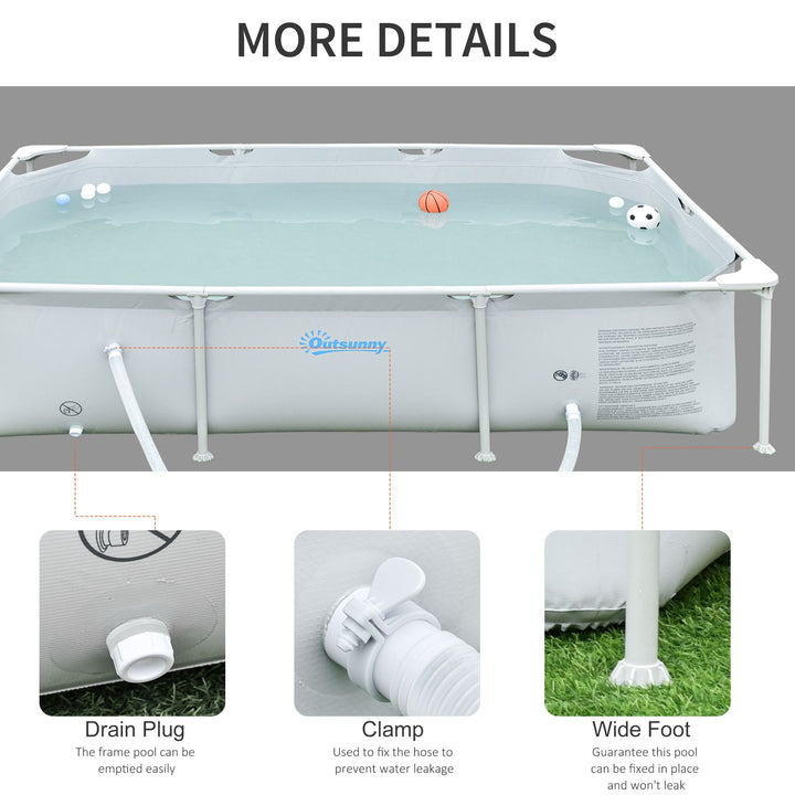 Steel Frame Pool with Filter Pump and Filter Cartridge Rust Resistant Above Ground Pool with Reinforced Sidewalls