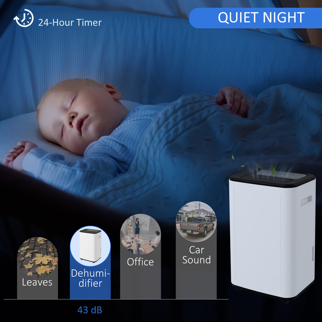 20L/Day Quiet Compact Dehumidifier with 24H Timer