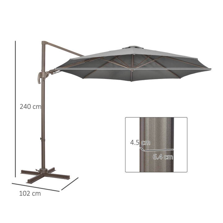 Waterproof 3m Cantilever Parasol: 360° Rotating Hanging Sunshade