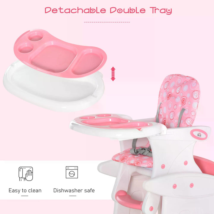 HDPE 3-in-1 Baby Booster High Chair Pink