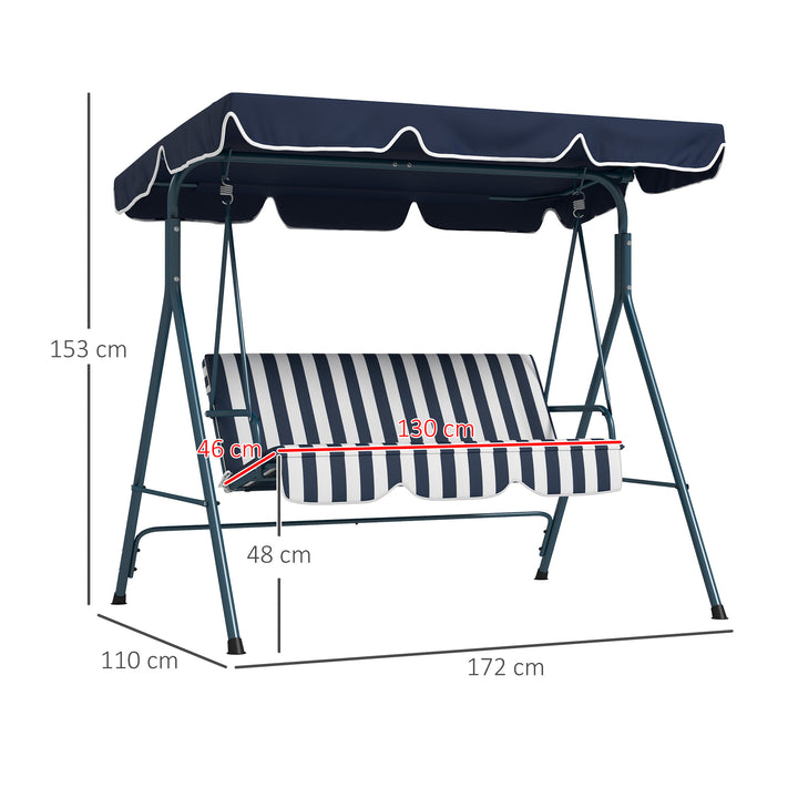 3-Seat Swing Chair Garden Swing Seat with Adjustable Canopy for Patio