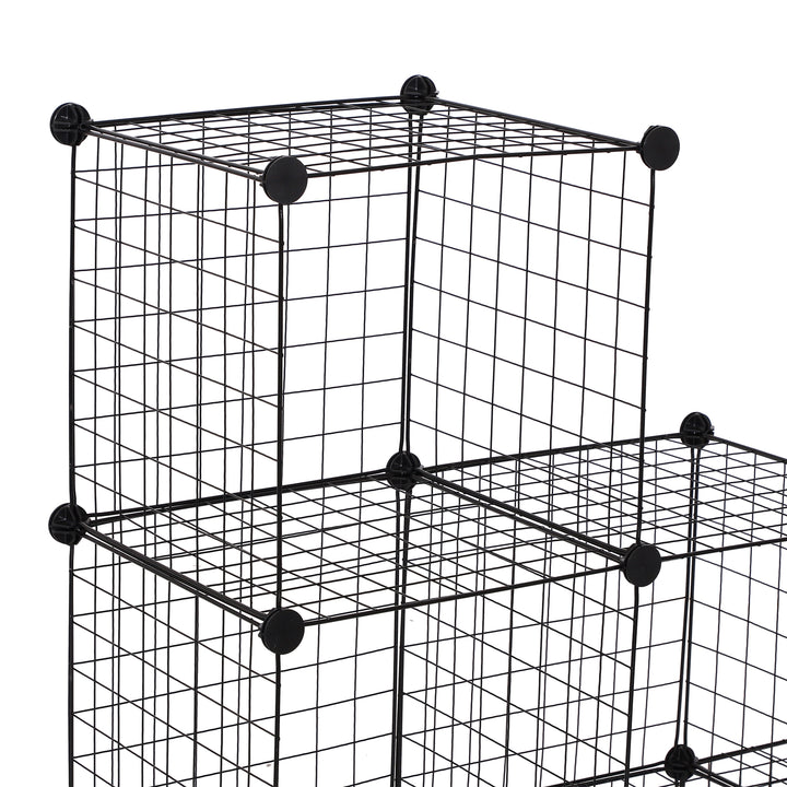 Interlocking 6 Cube Metal Wire Storage Rack