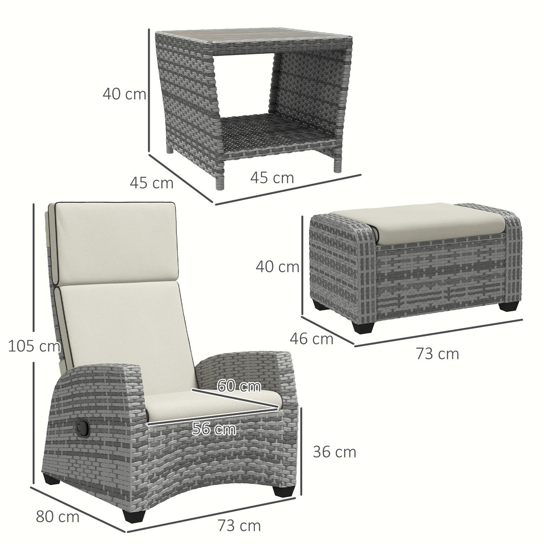 5-Piece Rattan Patio Reclining Chair Set with Footstools