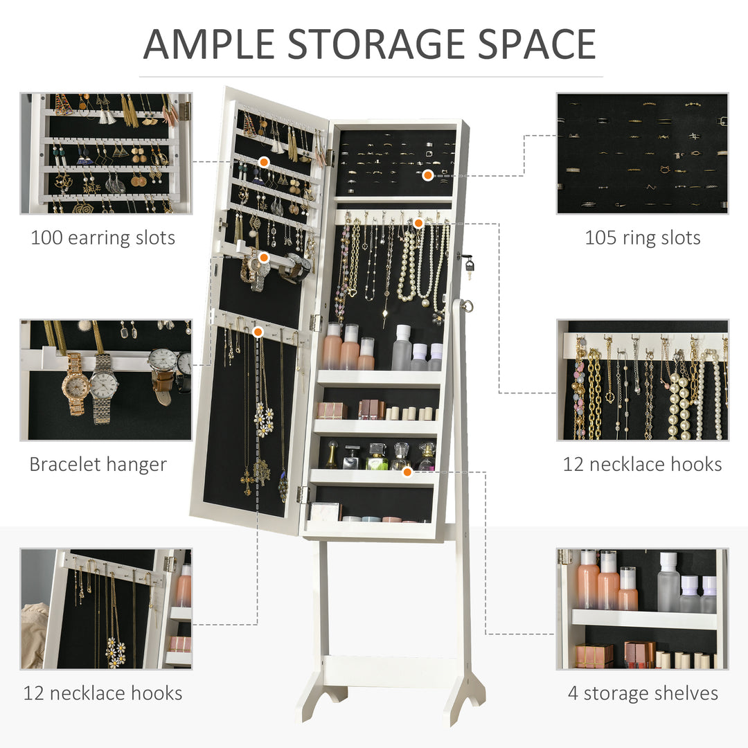 Lockable Jewellery Cabinet with Full-Length Mirror