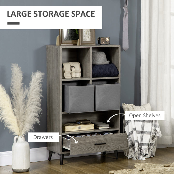 HOMCOM Freestanding Storage Cabinet with Drawers, Grey