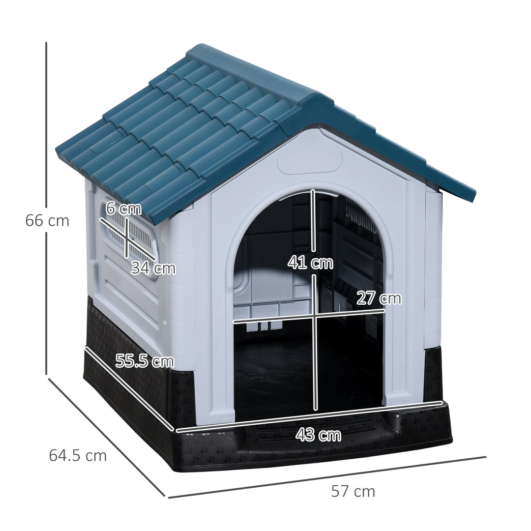 Dog House Dog Kennel 64.5 x 57 x 66cm with Sturdy Thick PP & Elevated Base for Miniature Dogs