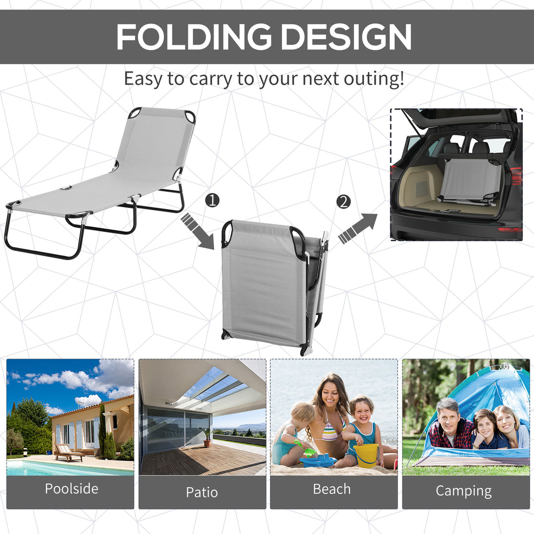 Folding Recliner Chair with Adjustable Back and Sun Shade