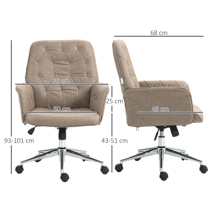 Vinsetto Ergonomic Microfibre Office Chair, Swivel Desk Chair with Adjustable Height & Armrests, Beige Aosom UK