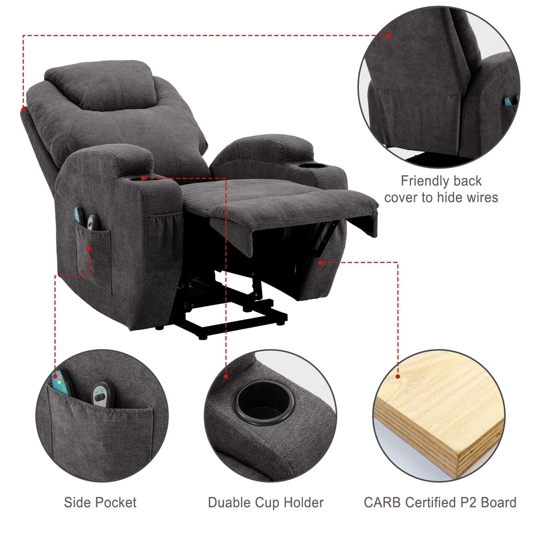 Power Lift Recliner Massage Chair with Heat and Electric Recliner Chair