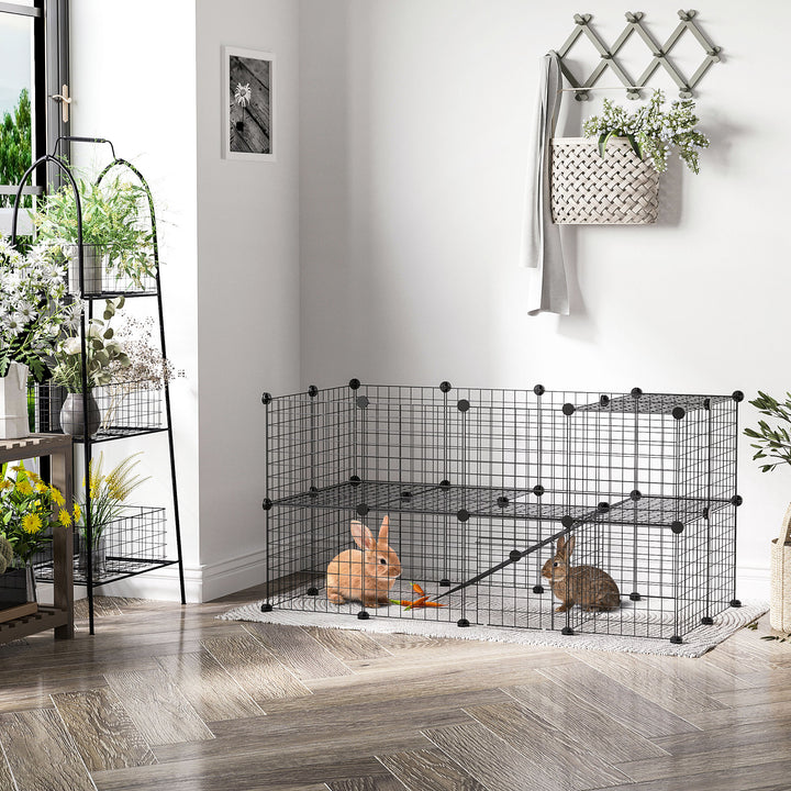 Guinea Pig Playpen Rabbit Playpen Metal Wire Fence Indoor Outdoor Small Animal Cage 36 Panel Enclosure Black