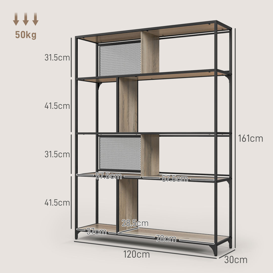 5 Tier Book Shelf with Sliding Mesh Doors