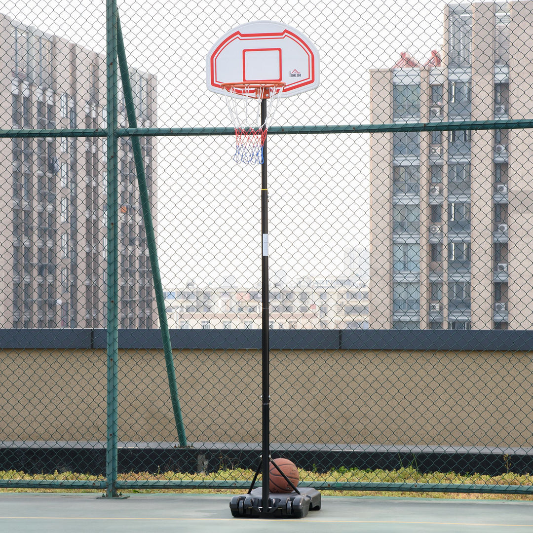 Outdoor Basketball Hoop Stand Portable Sturdy Rim Adjustable Height from 258-314 cm w/ Wheels