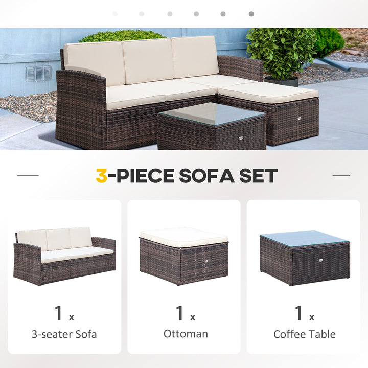 Waterproof 4-Seater Rattan Garden Furniture Outdoor Patio Corner Sofa and Coffee Table Set Footstool w/ Thick Cushions