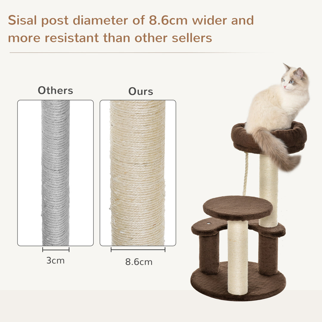 65 cm Cat Tree Cat Scratching Post Kitty Scratcher Kitten Activity Center Scratching Post Playhouse 2 Perch w/ Hanging Sisal Rope