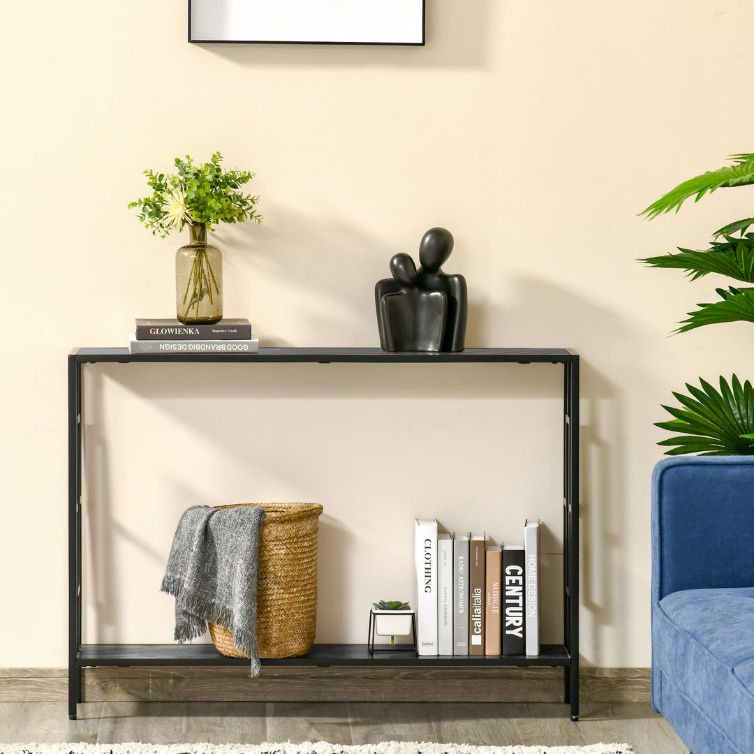 HOMCOM Industrial Console Table with Storage Shelf