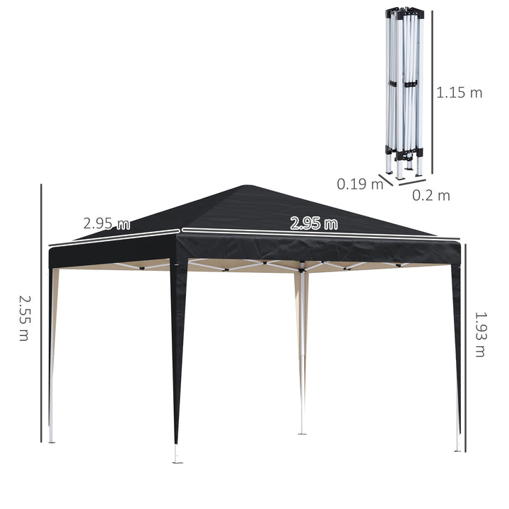 Waterproof 3 x 3 meter Garden Heavy Duty Pop Up Gazebo Marquee Party Tent Folding Wedding Canopy Black UV Protection