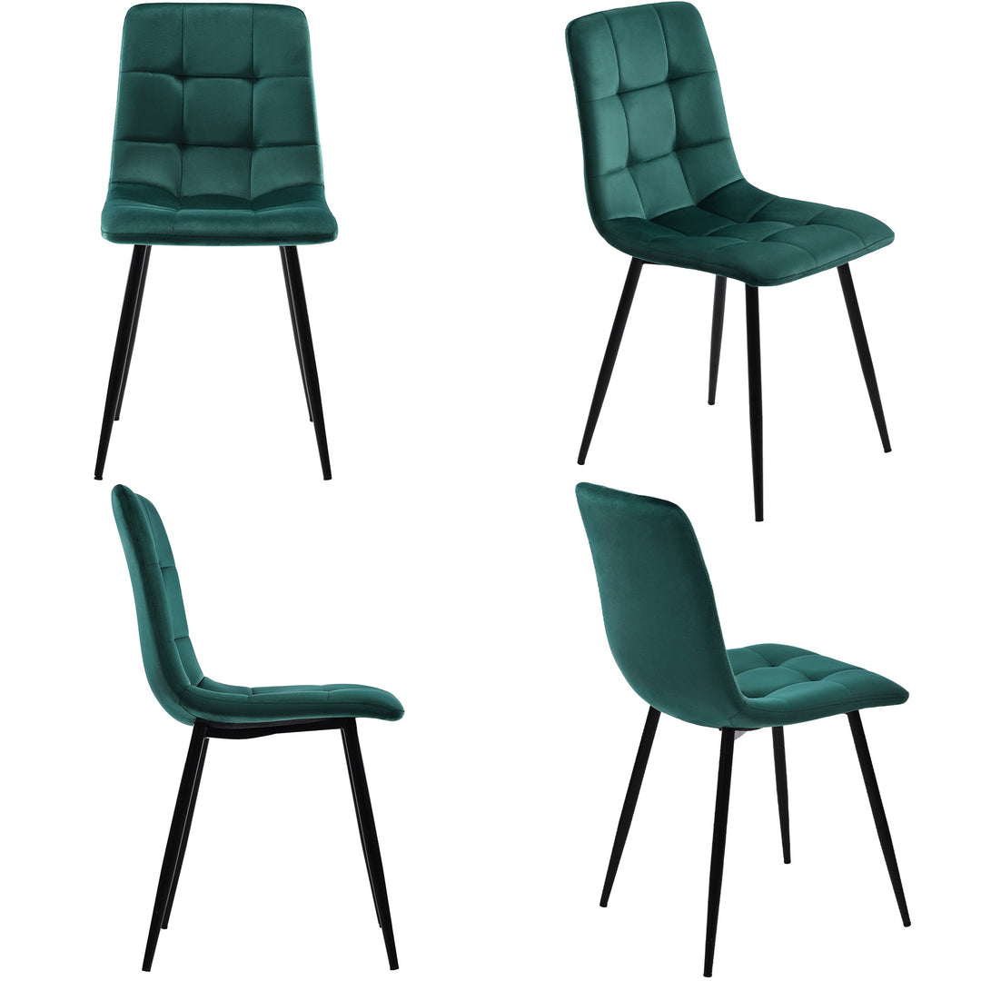 Set of 4 Velvet Dining Chairs with Metal Frame, Green