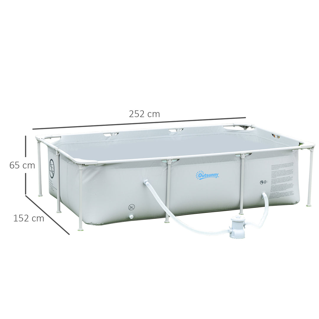 Steel Frame Pool with Filter Pump and Filter Cartridge Rust Resistant Above Ground Pool with Reinforced Sidewalls