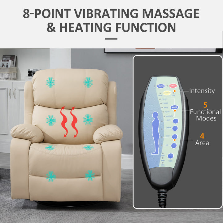 PU Leather Reclining Chair with 8 Massage Points and Heat