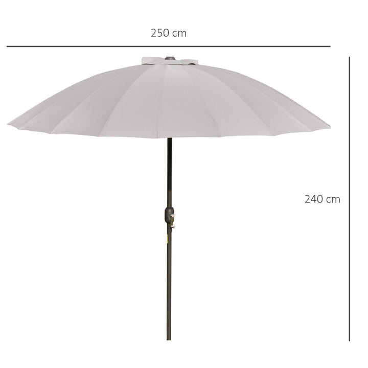 Waterproof 2.5m Adjustable Outdoor Garden Parasol Umbrella Sun Shade with Crank & Tilt